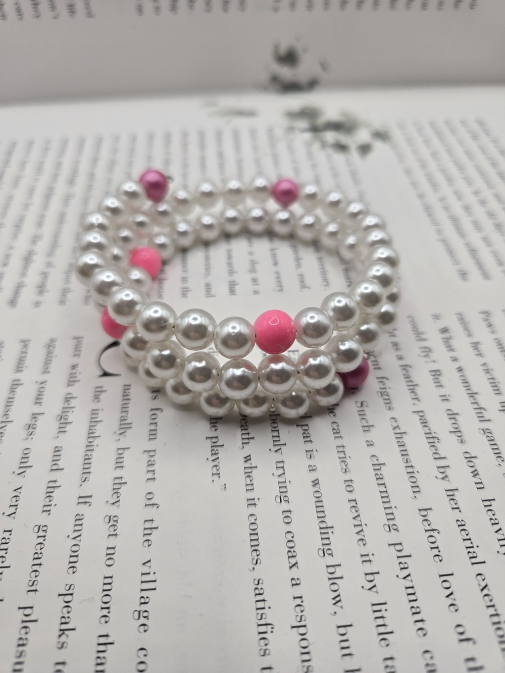 Pink Accent Pearl Stretch Bracelet - Women Jewelry